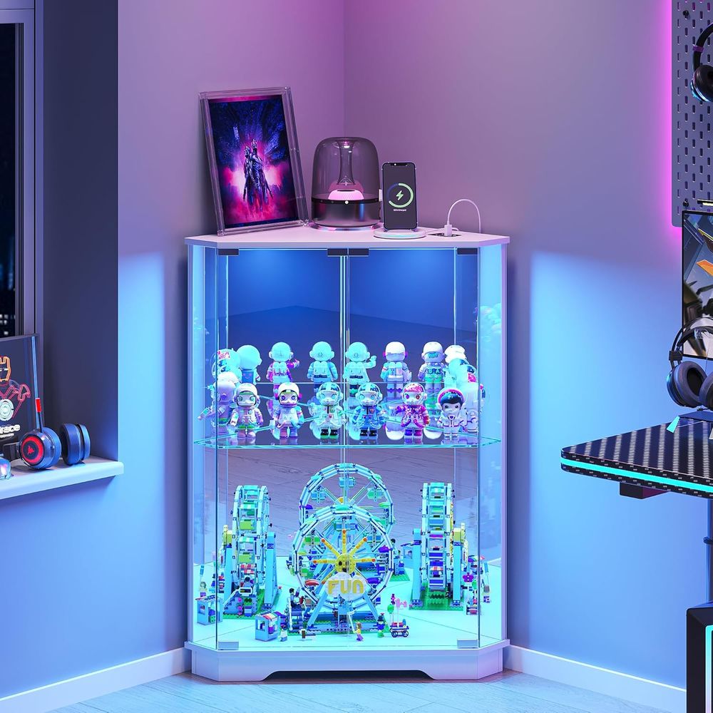 2-Tier Glass Display Cabinet w - Glass Cabinet Display review and price