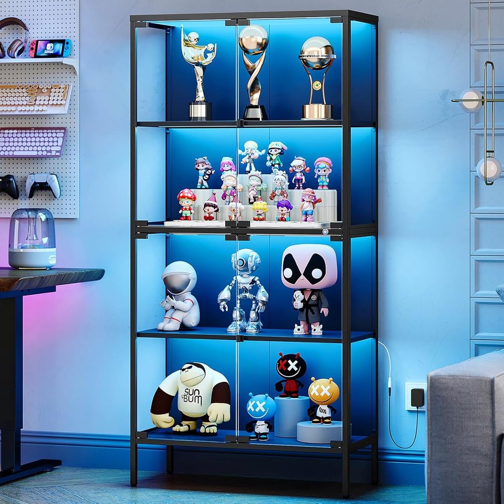 65 LED-Illuminated Glass Displ - Glass Cabinet Display review and price