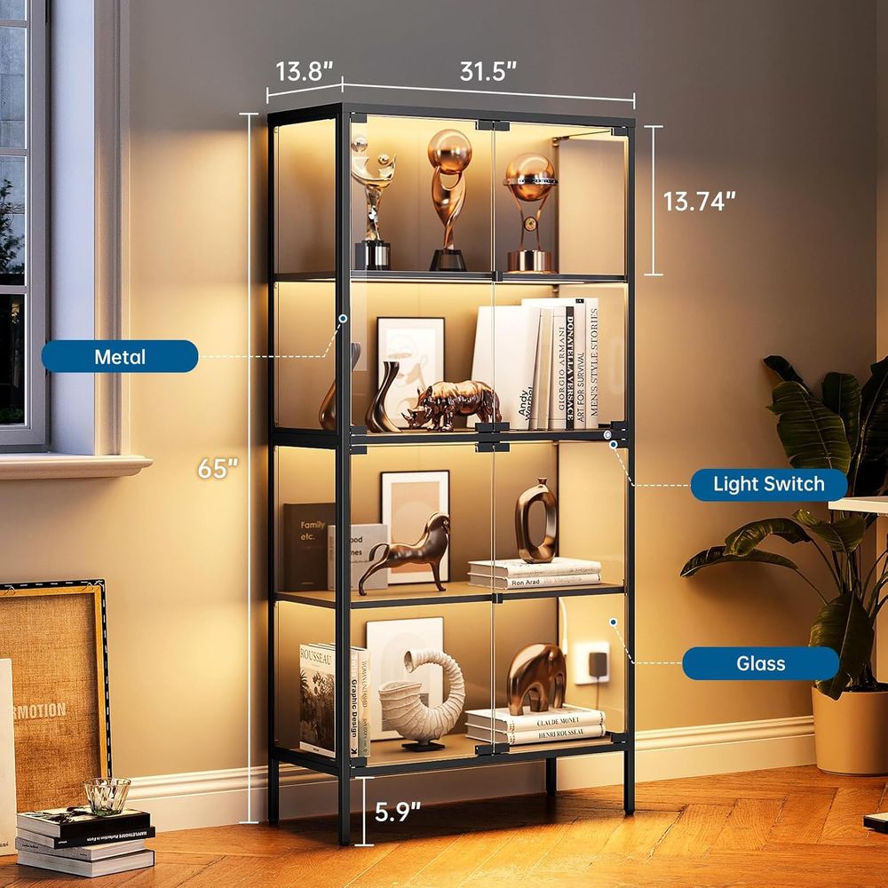 65 LED-Illuminated Glass Displ - Glass Cabinet Display review and price