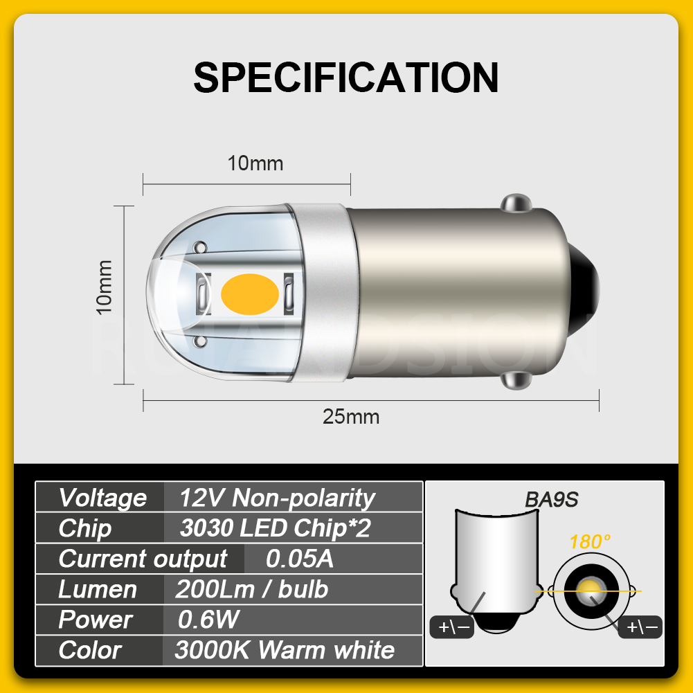 4PCS 6.3V BA9S 2 SMD 3030 LED  - Pinball Machine review and price